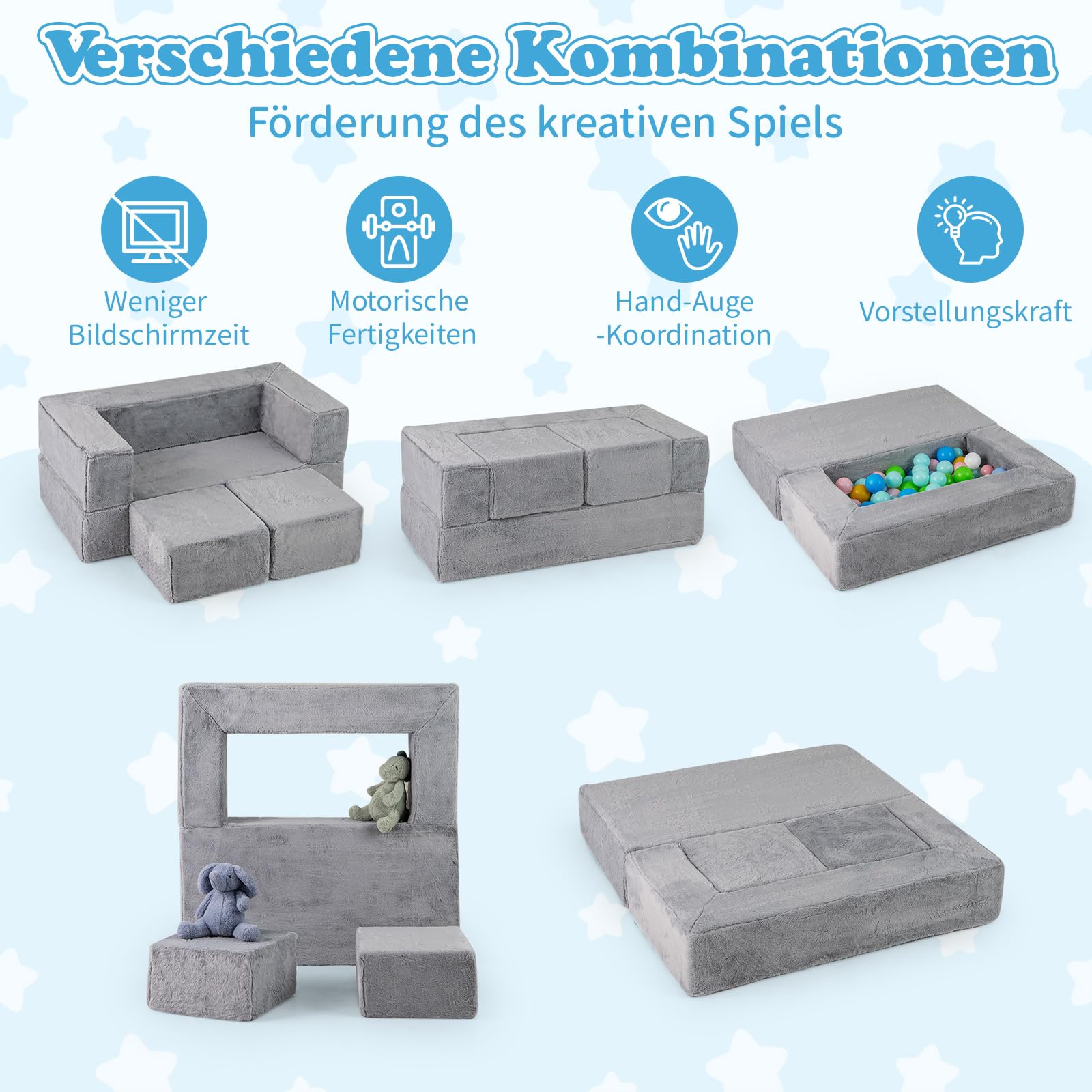 COSTWAY 2-in-1 kinderbank, rond, speelbank oplichtend in het donker, kinderbank