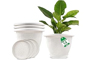 4 Pack of 14 Inch Plastic White Plant Pots Perfect for Indoor and Outdoor Plants