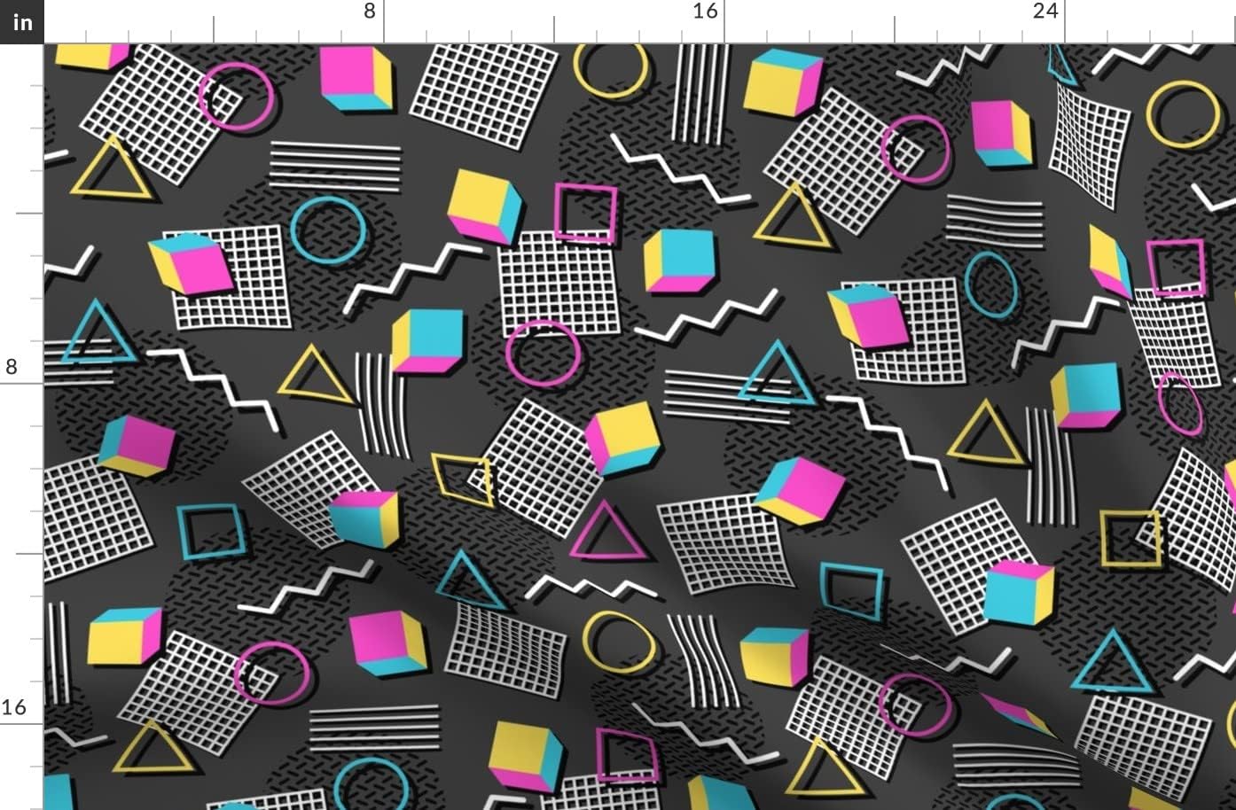 Spoonflower Fabric - Memphis Style Geometric Abstract 1990S 1980S Shapes Funky Retro Printed on Organic Cotton Sateen Fabric by The Yard - Sewing Quilting Apparel Home Decor