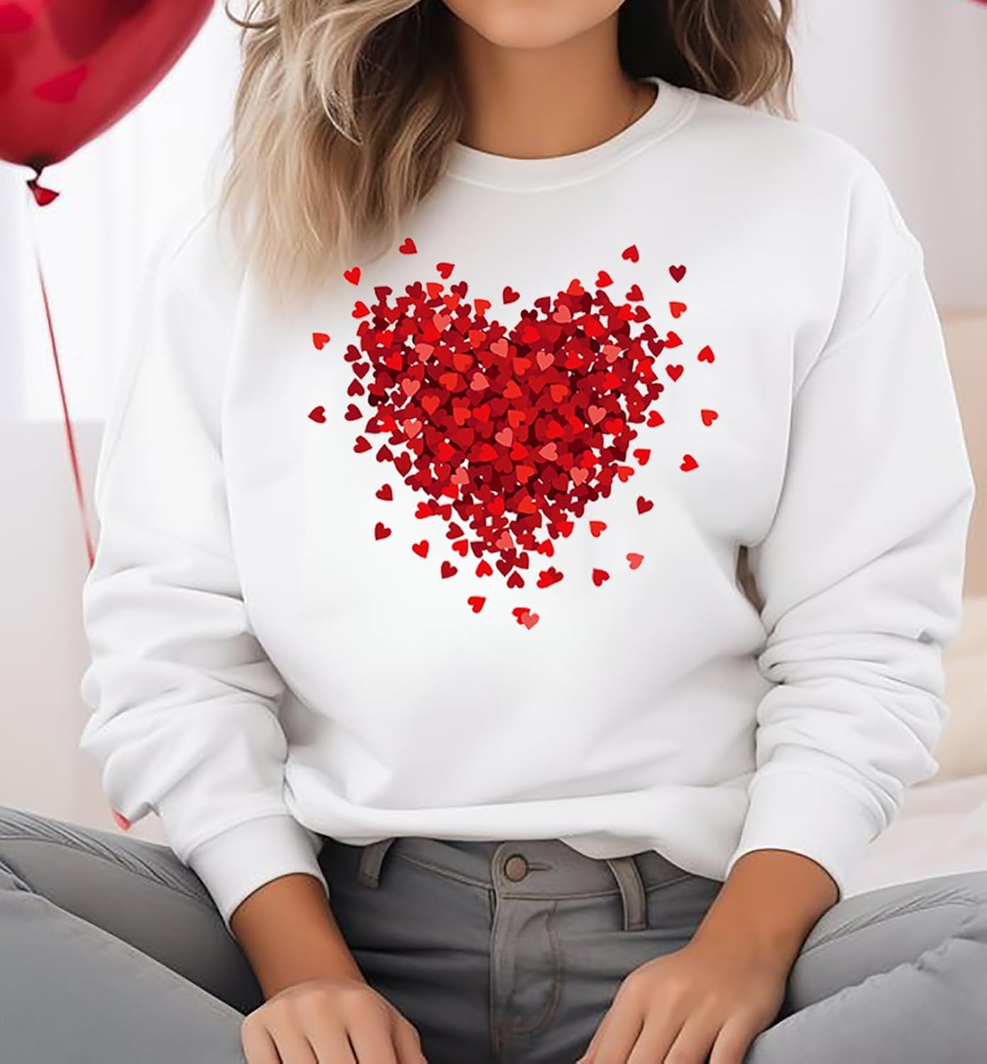 Valentines Sweatshirt Women Funny Love Heart Graphic Valentine Shirt Casual Long Sleeve Pullover Tops - Image 5