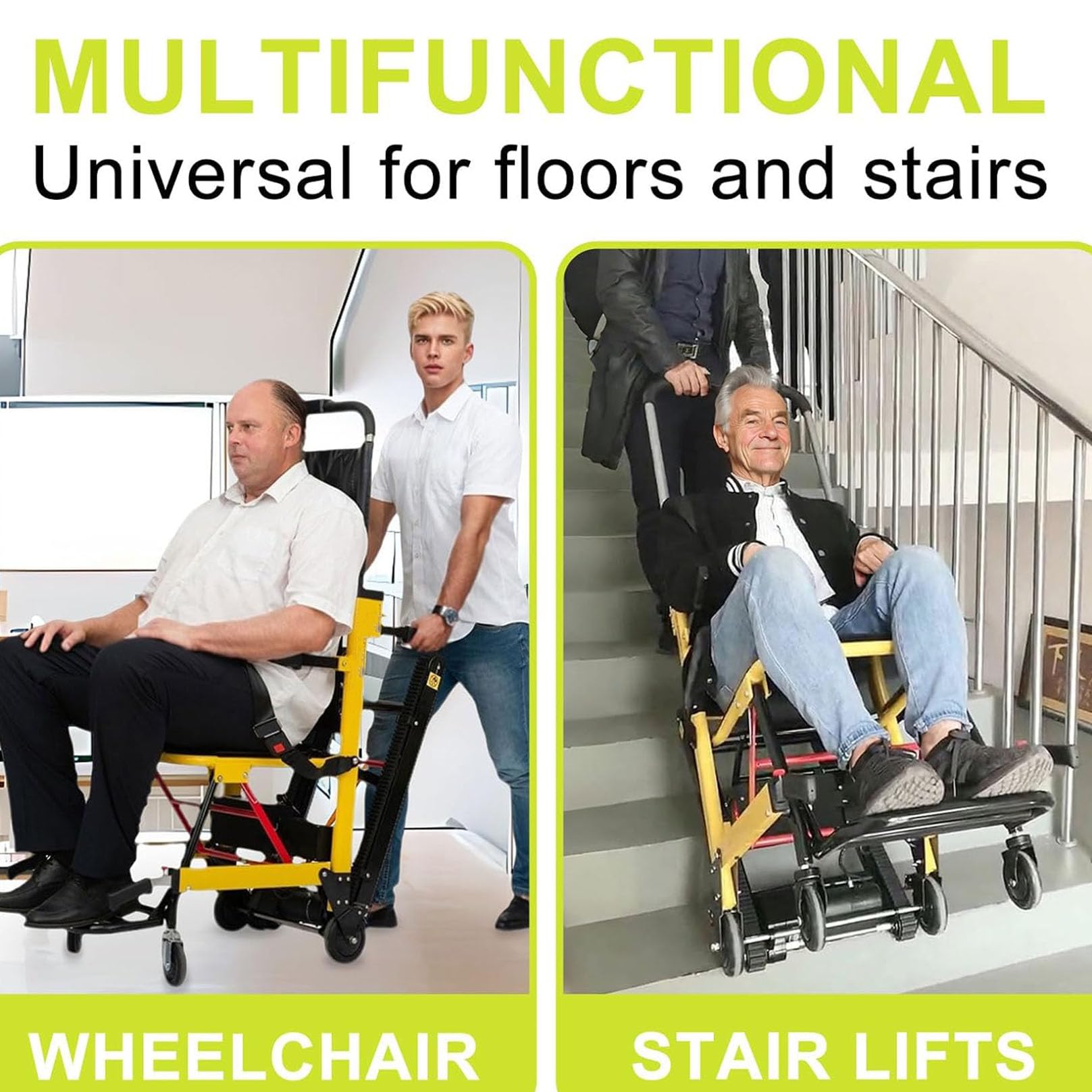 Silla de ruedas eléctrica para subir escaleras, capacidad de carga de 370 libras, elevador portátil motorizado para ancianos, incluye batería de litio