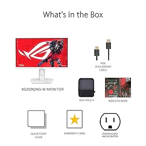 ASUS ROG Strix 25 (24.5-inch viewable) 1080P HDR Gaming Monitor (XG259QNG-W) - White, Full HD, 380Hz, 0.3ms, Fast IPS, Low Motion Blur Sync, FreeSync Premium, DisplayWidget, Ergonomic, 3 yr Warranty