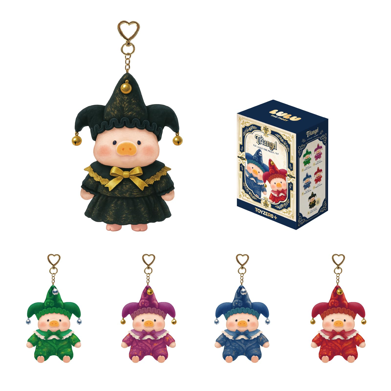 TOYZERO + Lulu The Piggy Blind Box - Triangel Series Plush Keychain Blind Boxes Figures Cute Stuffed Animals Mystery Box Collectibles Home Decorations Birthday Gifts, Single Box