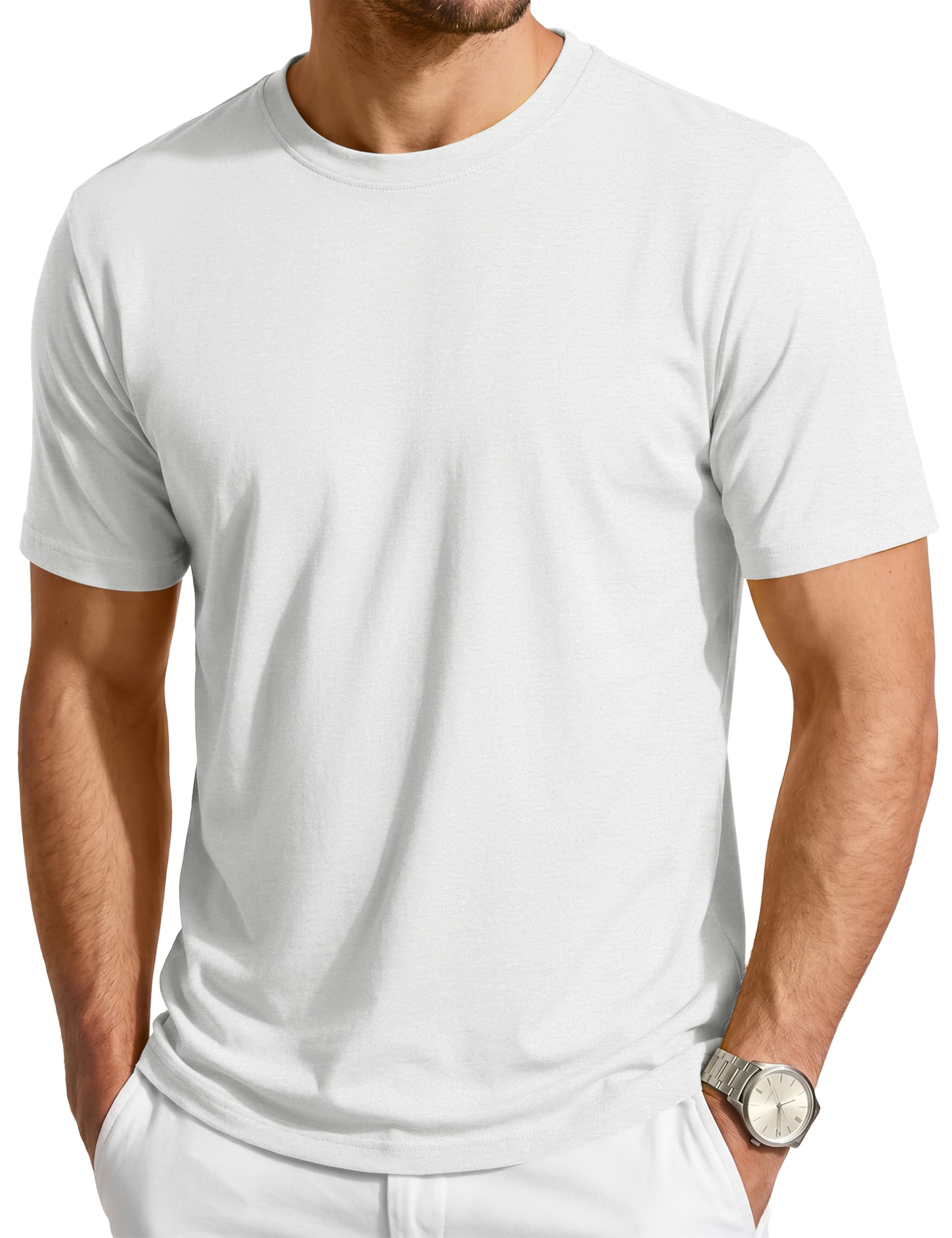 Cavva T Shirt Herren Kurzarm Basic Tshirt UV Schutz UPF80+ Funktionsshirt Rundhals Sommer Tops für Männer