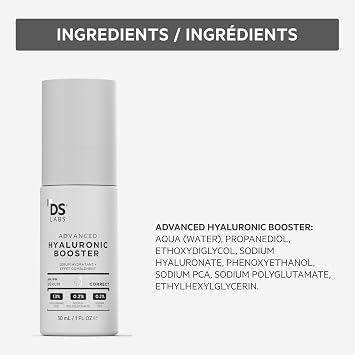 DS Labs Hyaluronic Acid Hydrating Serum, 30mL - Deep Hydration for Dry, Dull Skin, Supports Smoother, Plumper Looking Skin, Fragrance Free, Paraben Free