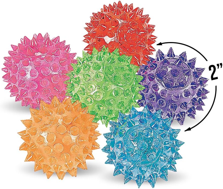 Fun Express Light Up Mini Spike Ball Assortment (Set of 12) Great for giveaways and Party Favors