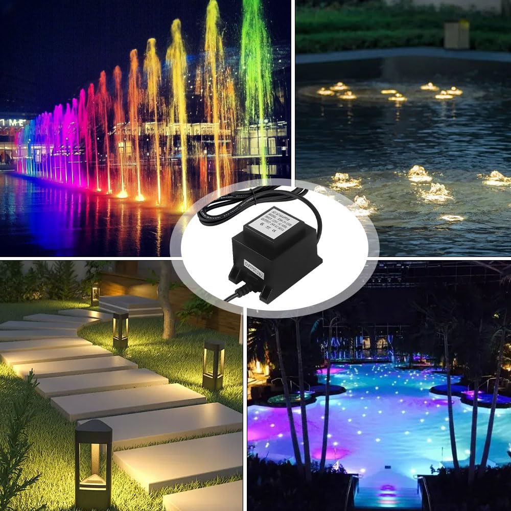 Alimentatore LED 24V AC/AC 50W Trasformatore 220V 24V con Spina Esterna IP68 per Illuminazione LED e Pompe, Cantieri Edili, Fabbriche di Elettronica