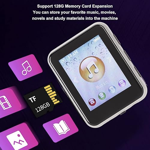 Miniatura 6 de Reproductor MP3 8G con Bluetooth, reproductor MP3 de 1.8 pulgadas con podómetro y altavoz, reproductor de música digital de alta fidelidad portátil