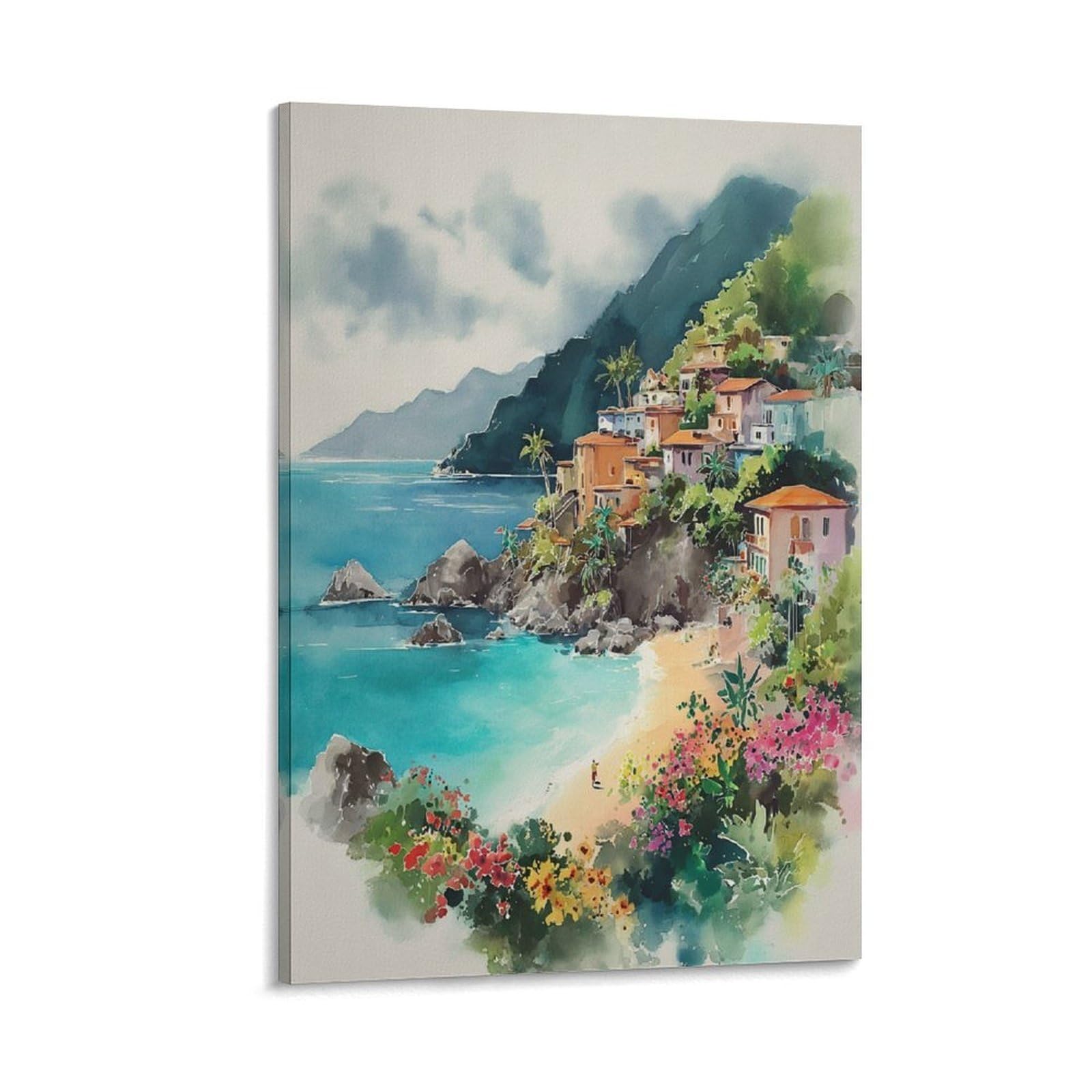 XWYMXZ Grenada Watercolor Painting Caribbean Travel Posters 20x30inch(50x75cm) Vintage Watercolor Canvas Art