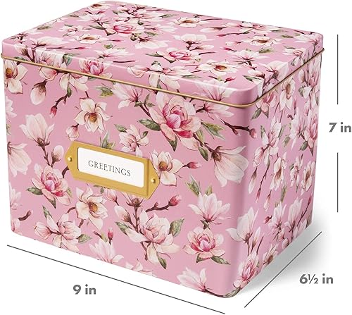 Vista 35 de Jot & Mark Juego de caja organizadora de tarjetas de felicitación, caja de lata decorativa para recetas, separadores de pestañas, tarjetas de Meadow