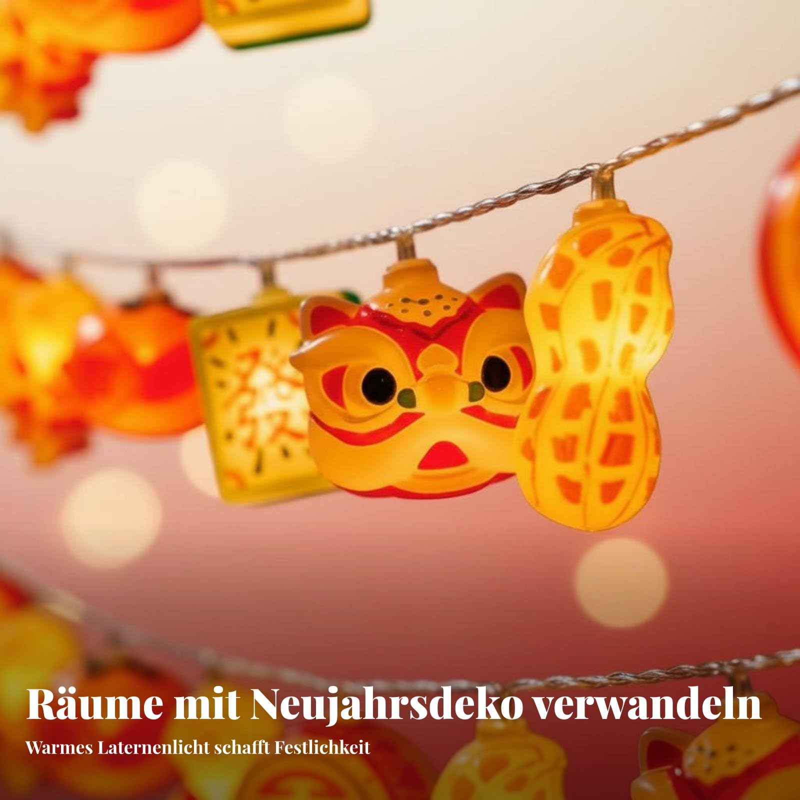 rockible Chinesisches Neujahr Balkon, Jahr der Schlange, Fu-Zeichen, Mix-Design, 10 Meter, B-Modell 6 Elemente Gemischt, USB-Betrieben