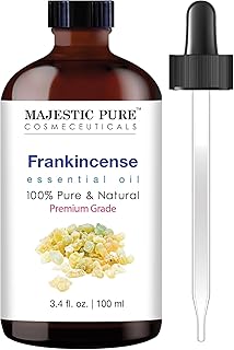 Majestic Pure Frankincense Essential Oil with Glass Dropper - 3.4 Fl Oz - 100% Pure and Natural Frankincense Oil - Premium Grade Essential Oils for Diffuser, Aromatherapy, Soap and Candle Making