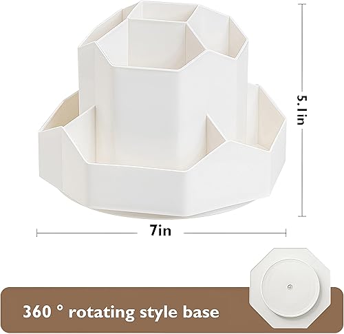 Miniatura 7 de Portalápices para escritorio, 9 ranuras giratorias de 360, organizador de bolígrafos de almacenamiento de escritorio para el hogar, oficina, escuela