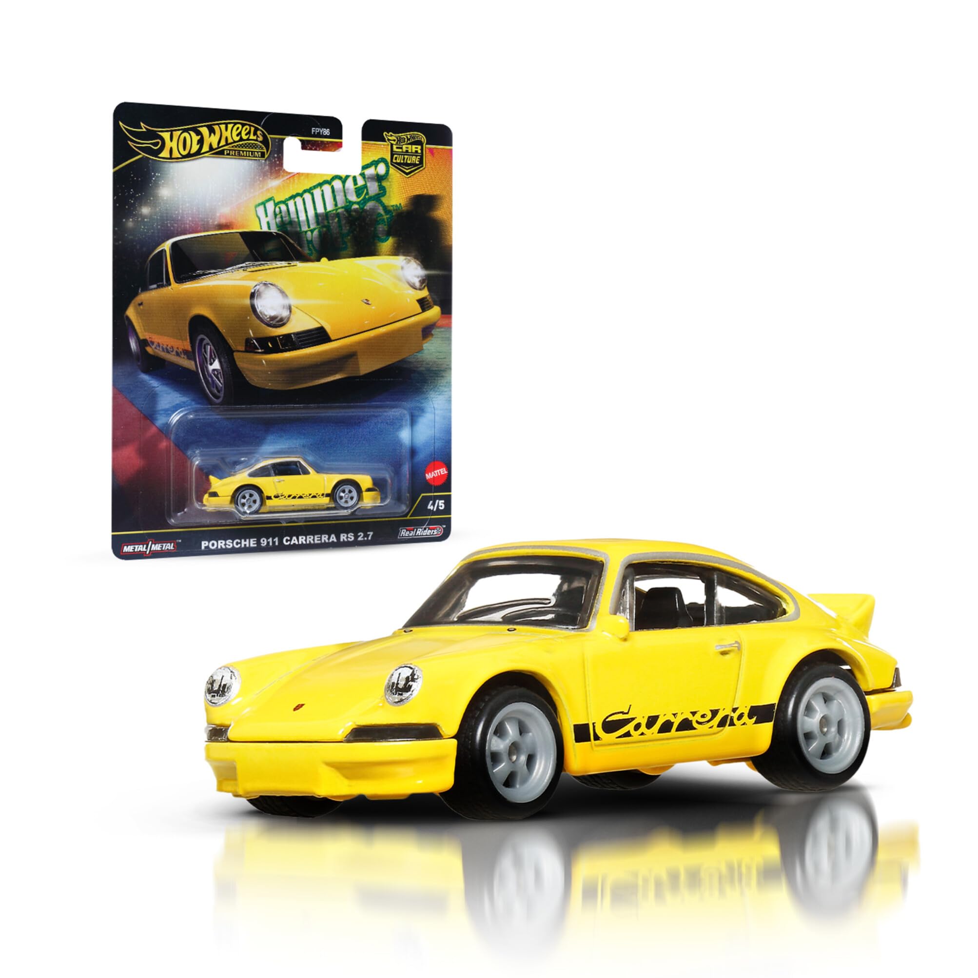 Hot WheelsPremium Porsche 911 Carrera RS, Car Culture Circuit Legends Vehicles for Kids 3 Years Old & Up and Adult fans and Collectors, Premium Collection of Car Culture 1:64 Scale Vehicles, HRW07