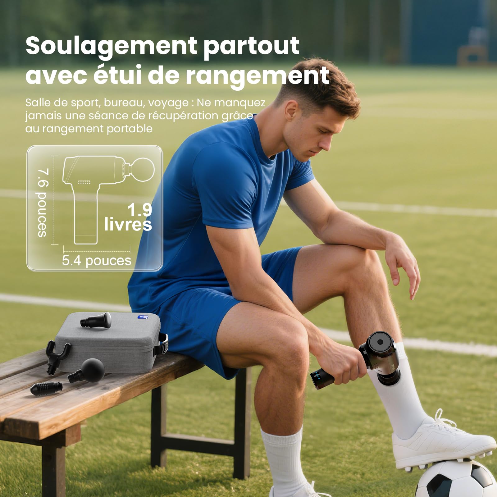Bob and Brad T2 Pistolet de Massage Musculaire, Massage Gun Tissus Profonds avec Batterie 4000mAh, Pistolet Masseur Portable & Appareil de Massage pour la Récupération Sportive & le Bureau