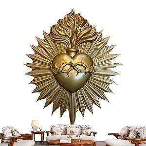 Heiliges Herz – dekoratives Millagro-Metallherz, heiliges Herz, Wanddekoration, religiöse Volkskunst, geeignet für Heimaltar, spirituelle Dekoration, katholische Hingabe, Geschenke und Gebetsräume - Image 1
