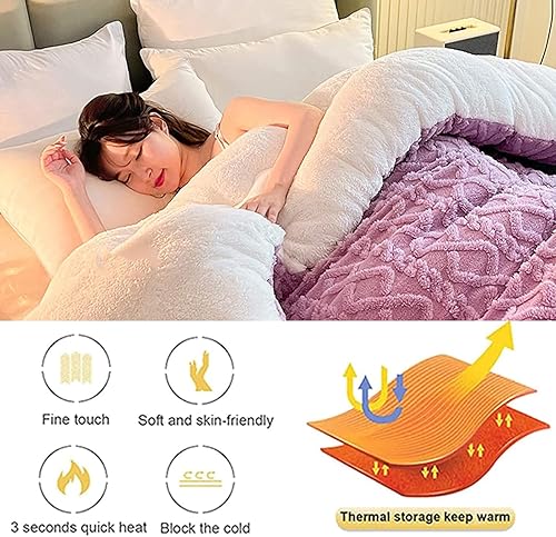 Miniatura 10 de Edredón de invierno grueso de hibisco de aislamiento súper suave, edredón de imitación de cachemira, edredón de terciopelo súper cálido de doble