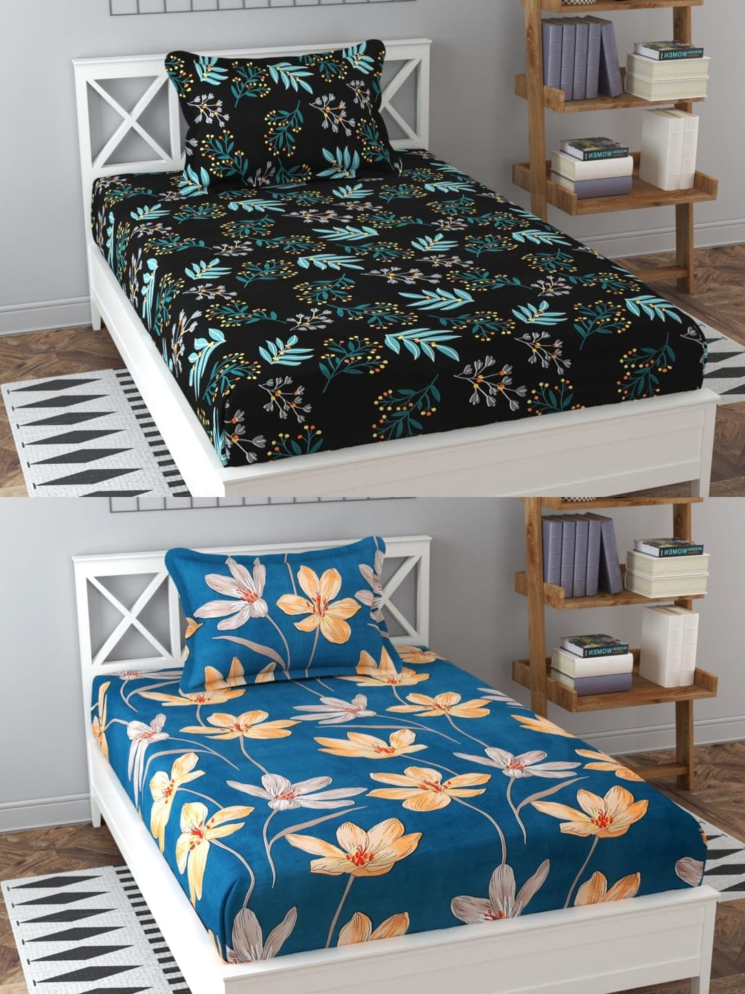 Soniasaa Prime Collection Combo Pack of 2 Single Bedsheet with 2 Pillow Covers 175 TC Soft Brushed Cotton-Blend -Long Lasting & Wrinkle Free Bedsheet for Single Bed Combo Pack Multicolor (B0CSPFT2L6) Amazon Price History, Amazon Price Tracker
