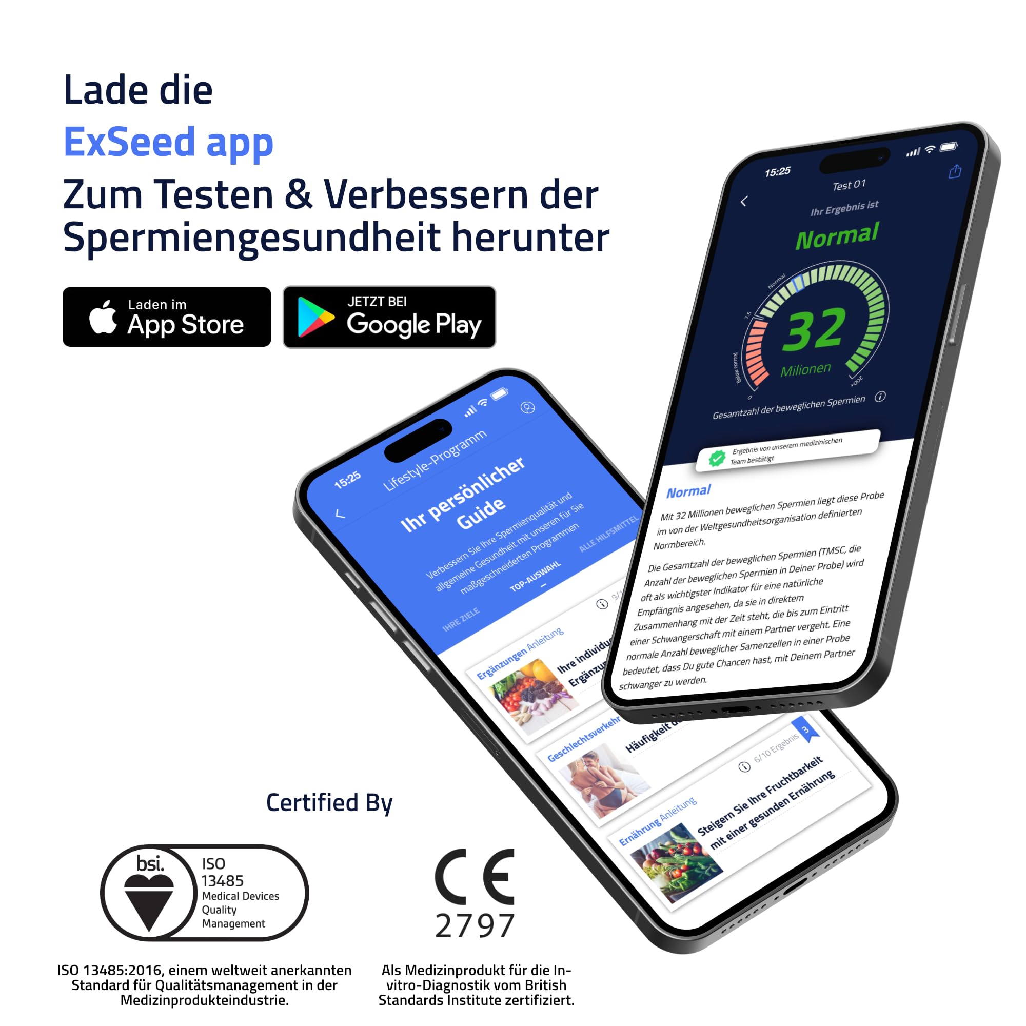 Health - Fruchtbarkeits-Test-Set für Männer - 2 Testkits & Fruchtbarkeits-Präparate - Multivitamine & Omega 3 - Komplettes Test-Set - Testen & Verbessern Sie die Gesundheit Ihrer Spermien | 2 Testkits, Fruchtbarkeits-Präparate, Multivitamine & Omega 3, Ko