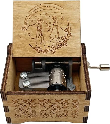 PONNYC Caja de música Howl's para novio, manivela móvil, castillo, caja musical láser de madera, regalo para hombres y mujeres cumpleaños (caja de
