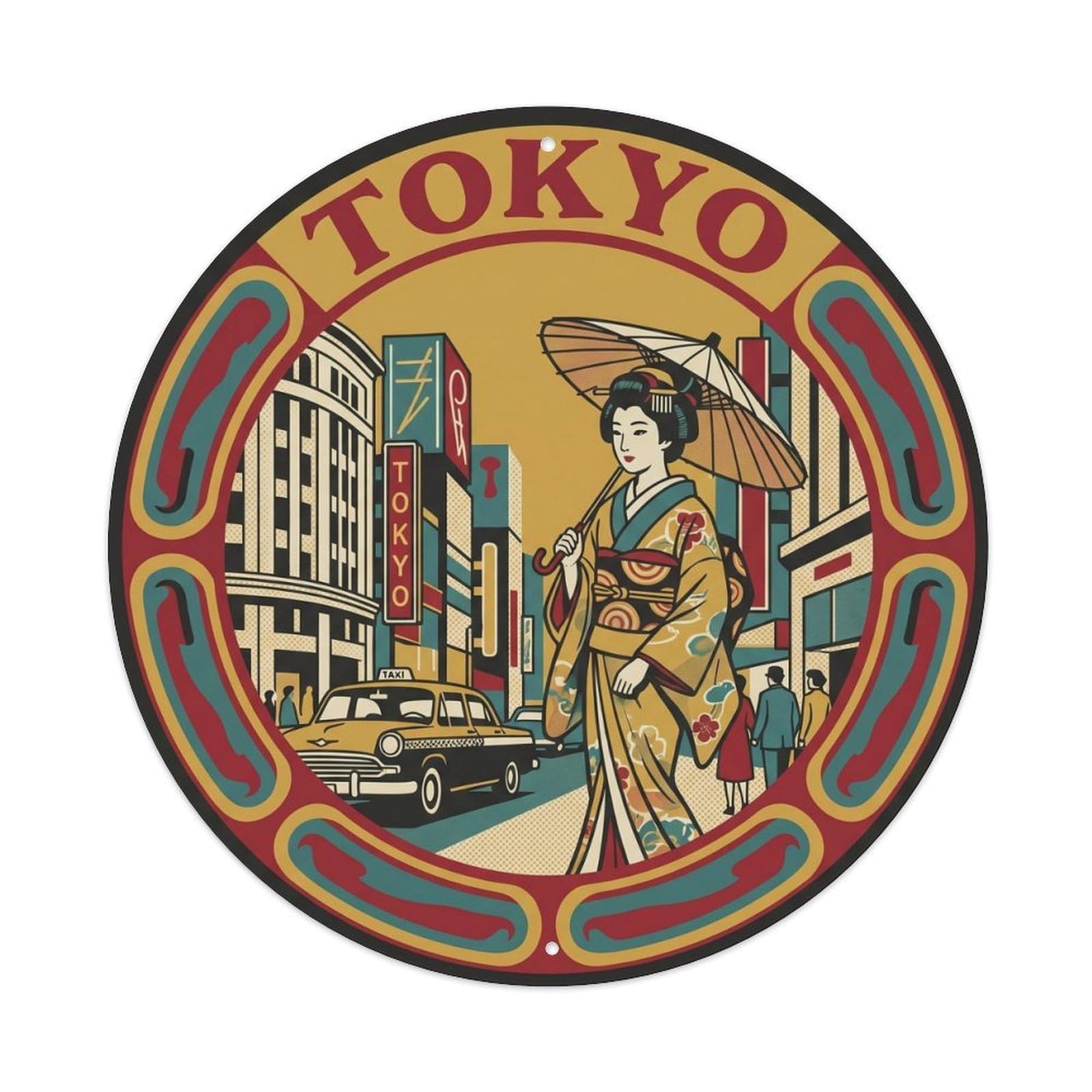Olhnbad Style Tokyo 1960S Ginza Tourism City Landmark Japan Metal Tin Sign