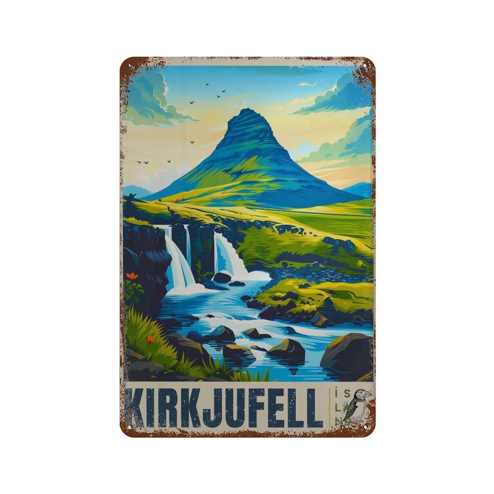 xiaoxiaoshen Kirkjufell Iceland Travel Mountain Wall Decor Art Metal Tin Poster Modern Home Decor Art Home Bar Shop Decorations Vintage Sign 30x20cm