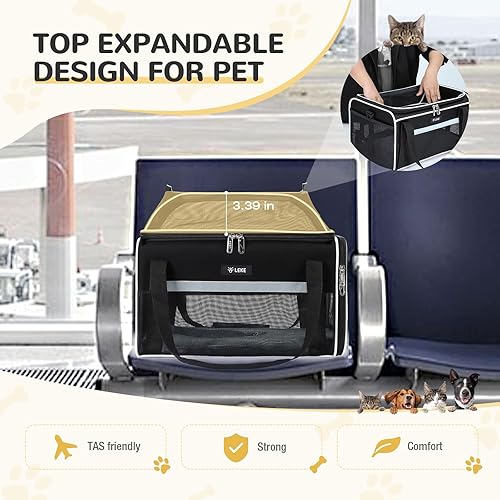 Miniatura 2 de Lekereise Transportador de mascotas extensible superior  Aprobado por la aerolínea TSA para debajo del asiento inferior del asiento hasta 15 libras,