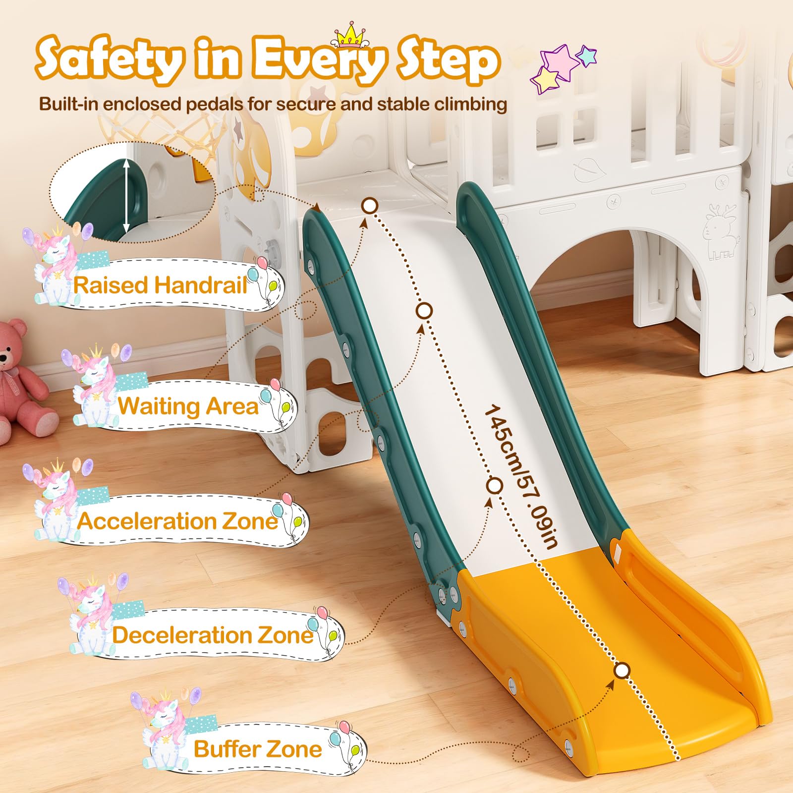 Toboggan pour Enfants 10-en-1,Toboggan pour l'intérieur et l'extérieur