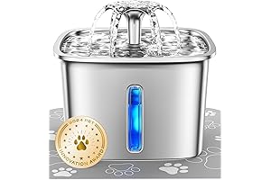Veken Dazzling Clear Stainless Steel Drinking Fountain for Cats