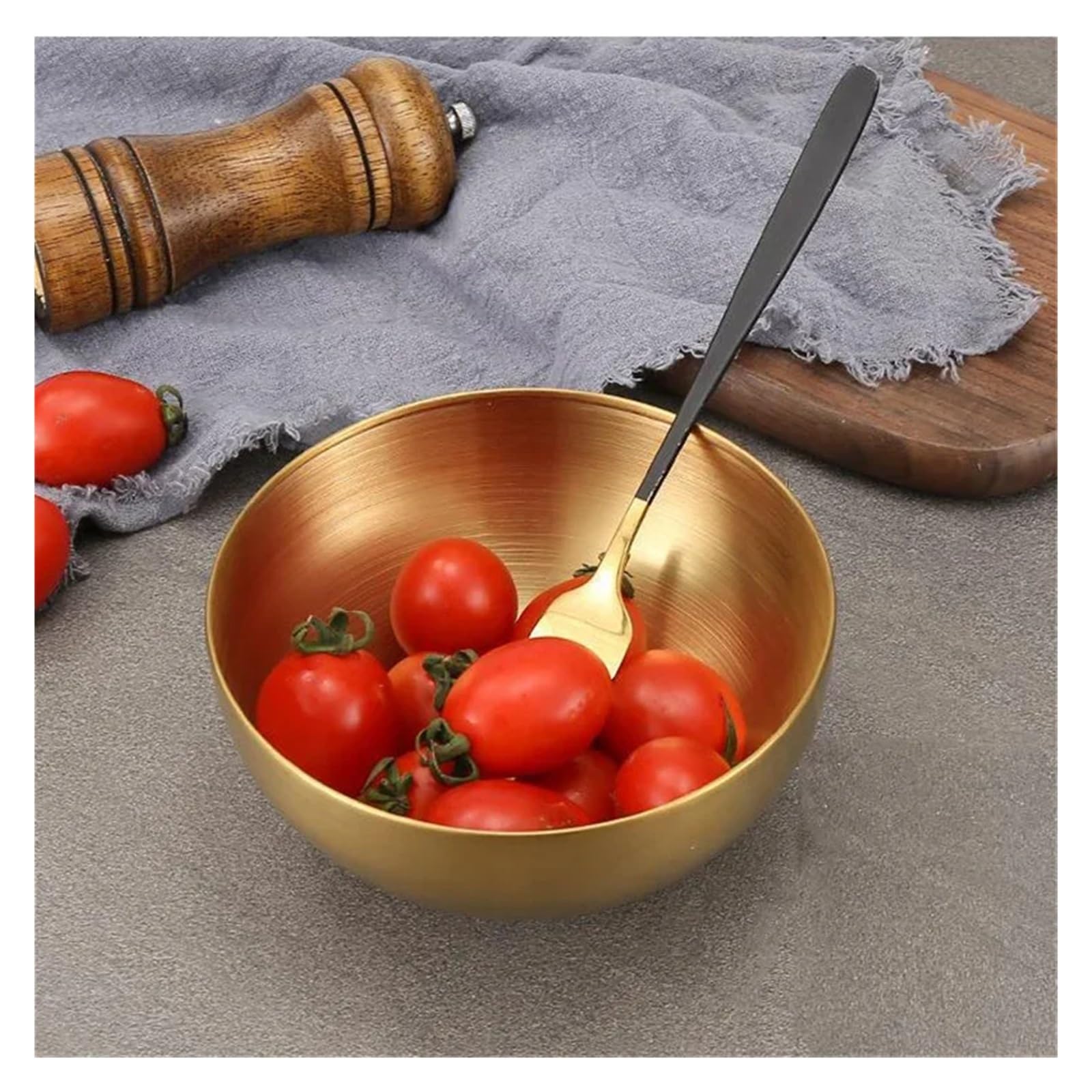 Tazón de acero inoxidable, 15cm, 20cm, 25cm, ensalada frutas, sopa, arroz, fideos, Ramen, recipiente for mezclar alimentos, vajilla cocina(Silver 25cm)