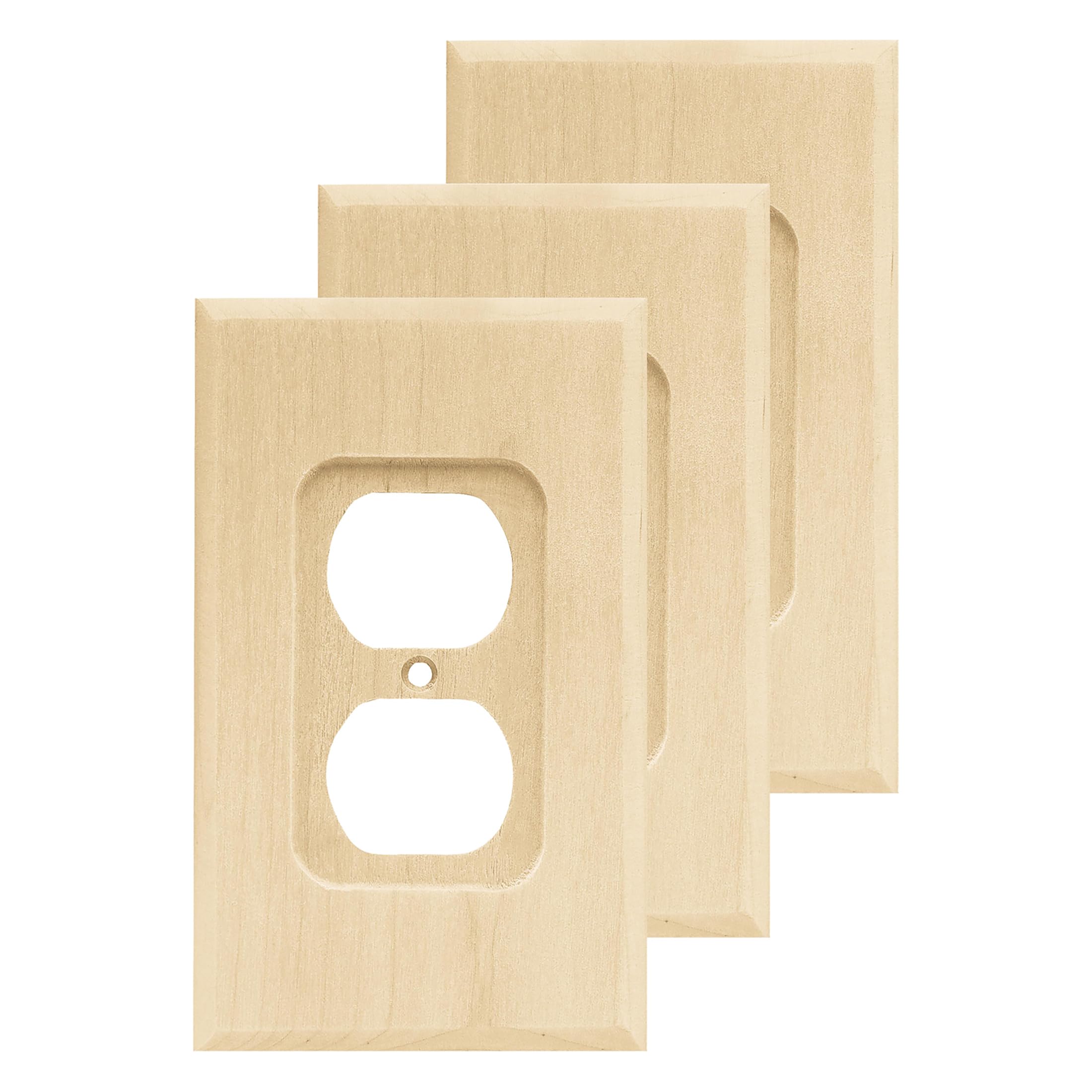 Franklin Brass W10397V-UN-C Kare Tek Çift Yönlü Çıkış Duvar Anahtarı Plakası/Kapağı, 3'lü paket, Bitmemiş Ahşap