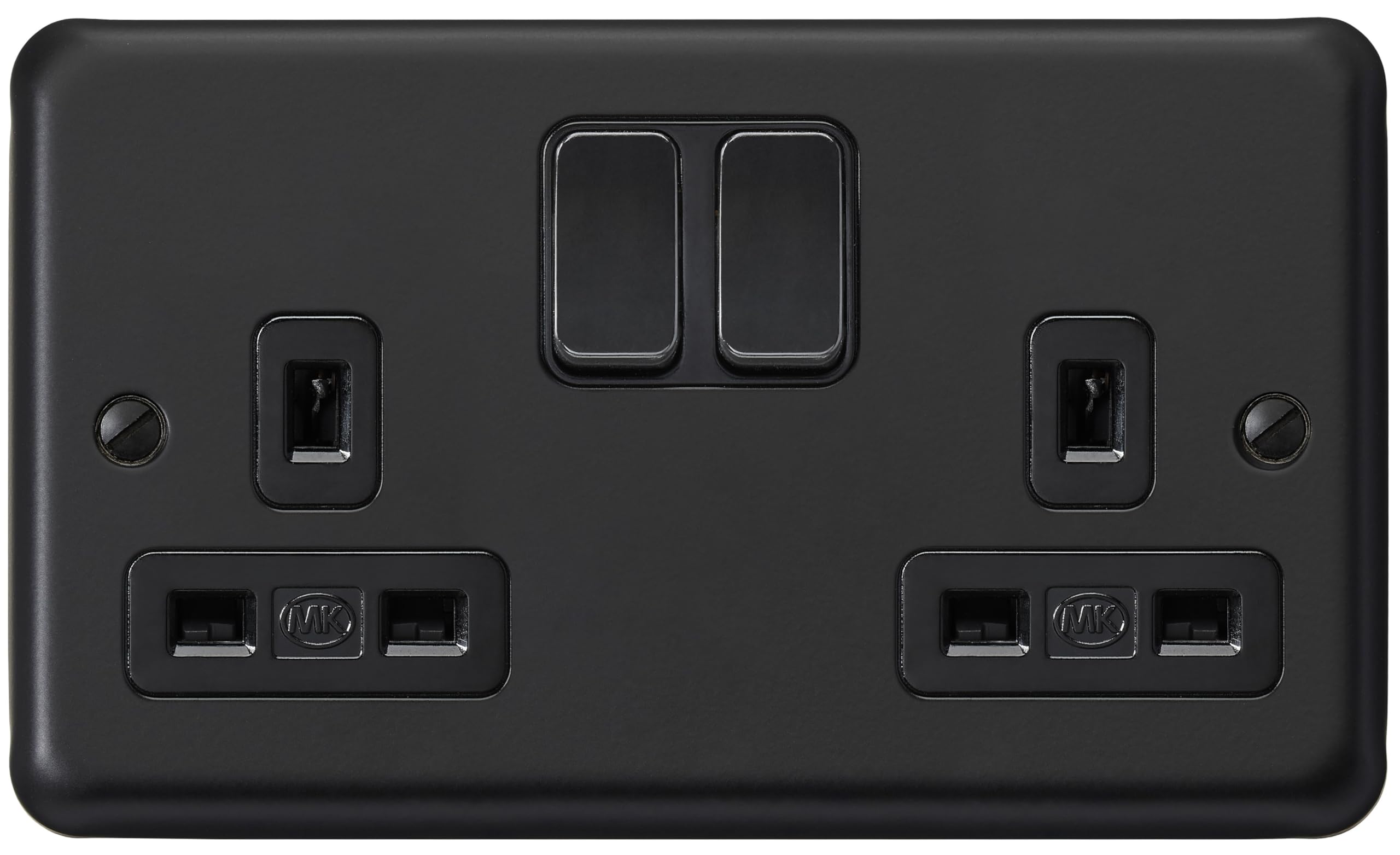 Mk Electric Black Mk Albany Plus 13A 2-Gang Socket, Matt
