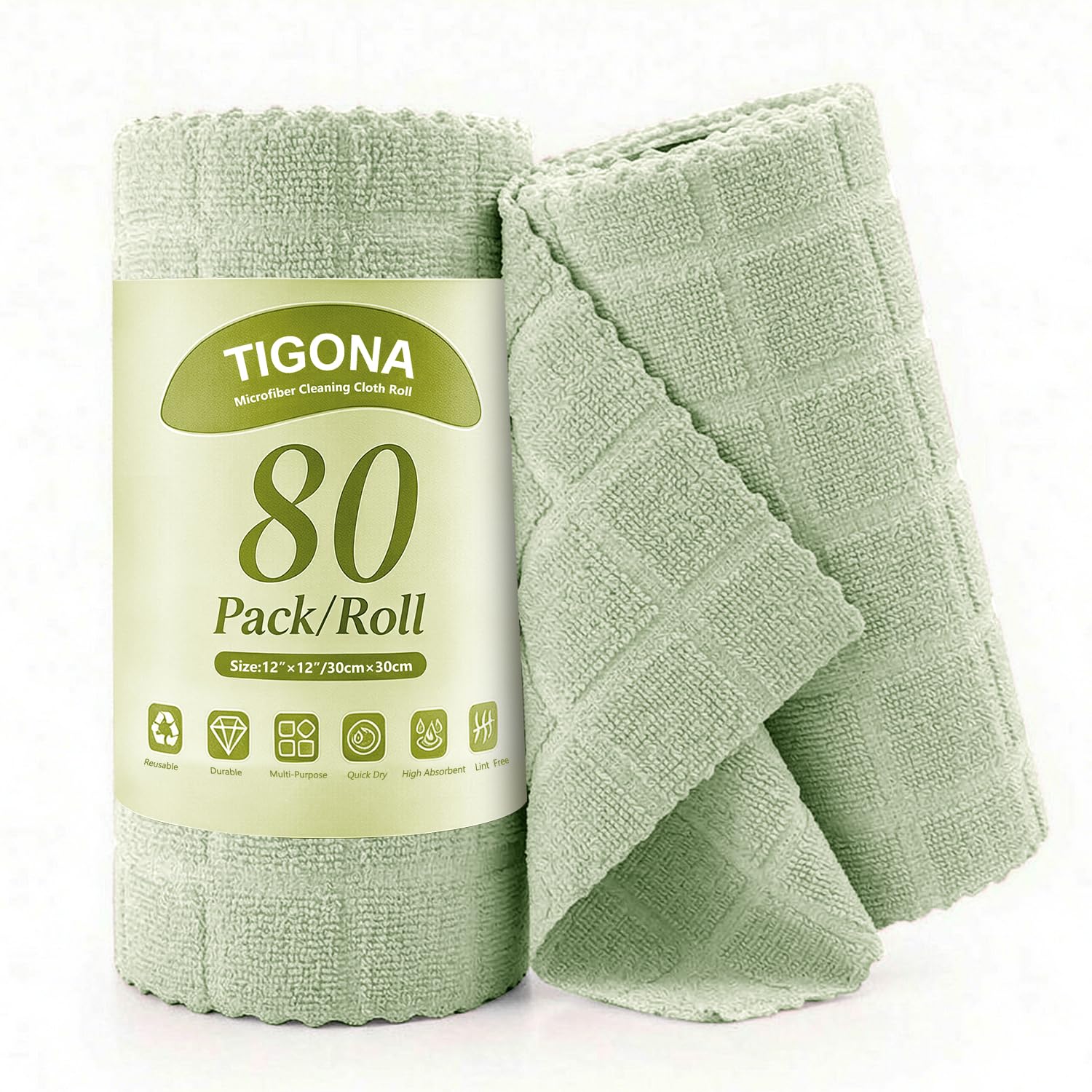 Microfiber Cleaning Cloth Roll,80 Pack Cleaning Towels,Lint Free Rags Paper Towels &amp; Tear Away Reusable Towels,Washable Shop Rags Floral Wipe Cloth,Wash Cloths Dish Rags for Car Kitchen Window