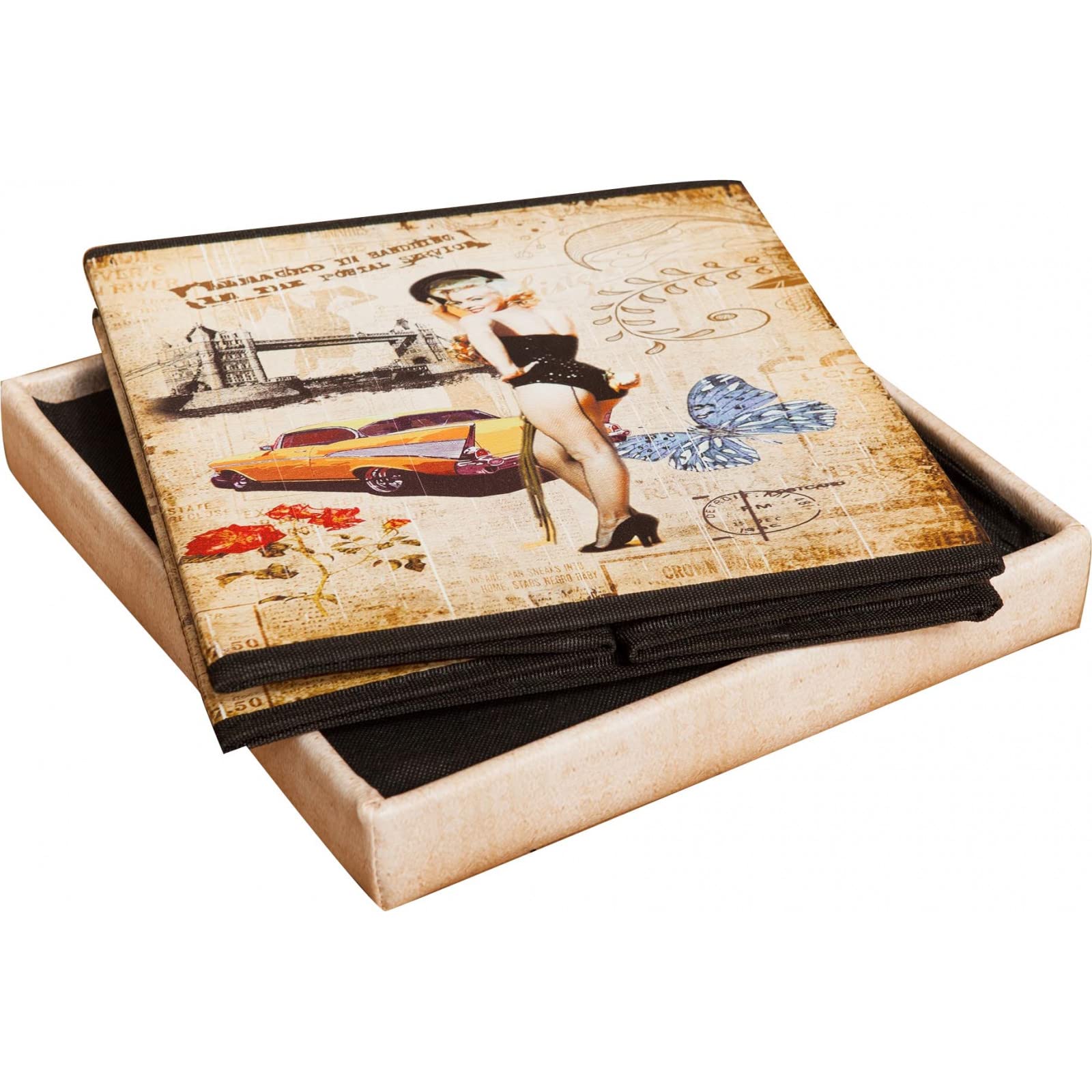 Biscottini Pouf En Similicuir 33 X 33 X 33 Cm | Boîte à Objets Avec Couvercle | Cube Conteneur | Pouf De Rangement Pliable