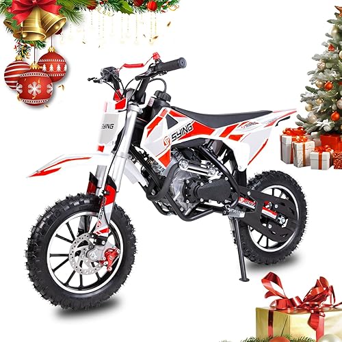 58CC 4-Stroke Kids Dirt Bike, Pro Engine Gas Dirt Bikes for Kids 8-14, Pull Start Motorbike, 10" Wheels Up to 21.75 Mph Mini Moto Gift for Child Teens, W/EPA Approved
