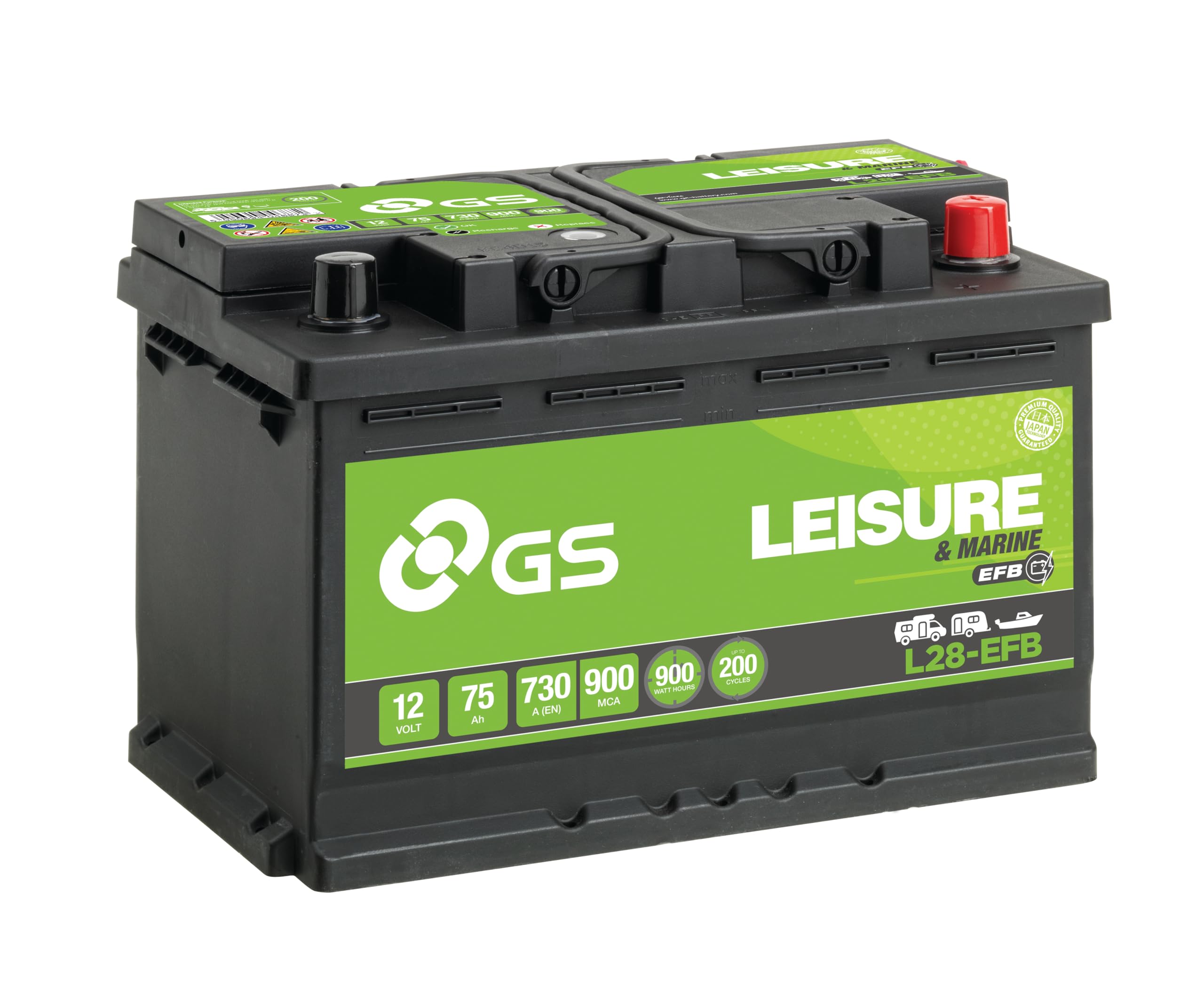 GS L28-EFB 12V 75Ah 730 CCA Leisure, Caravan & Motor Home Battery