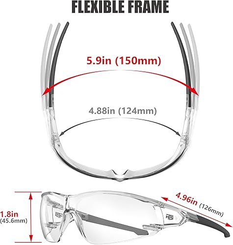 Miniatura 6 de HTS HUNTERSKY ANSI Z87.1 Gafas de seguridad antivaho envolventes transparentes, gafas de laboratorio para pickleball y química con resistencia a