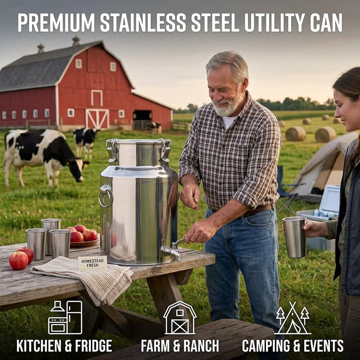 Fusto per Olio in Acciaio Inox 5l 10l 15l 20l 30l 50l, Contenitore Alimentare con Rubinetto e Guarnizione Antiperdita, Bidone Antiruggine per Cucina(With Spigot,9L/2.38Gal)
