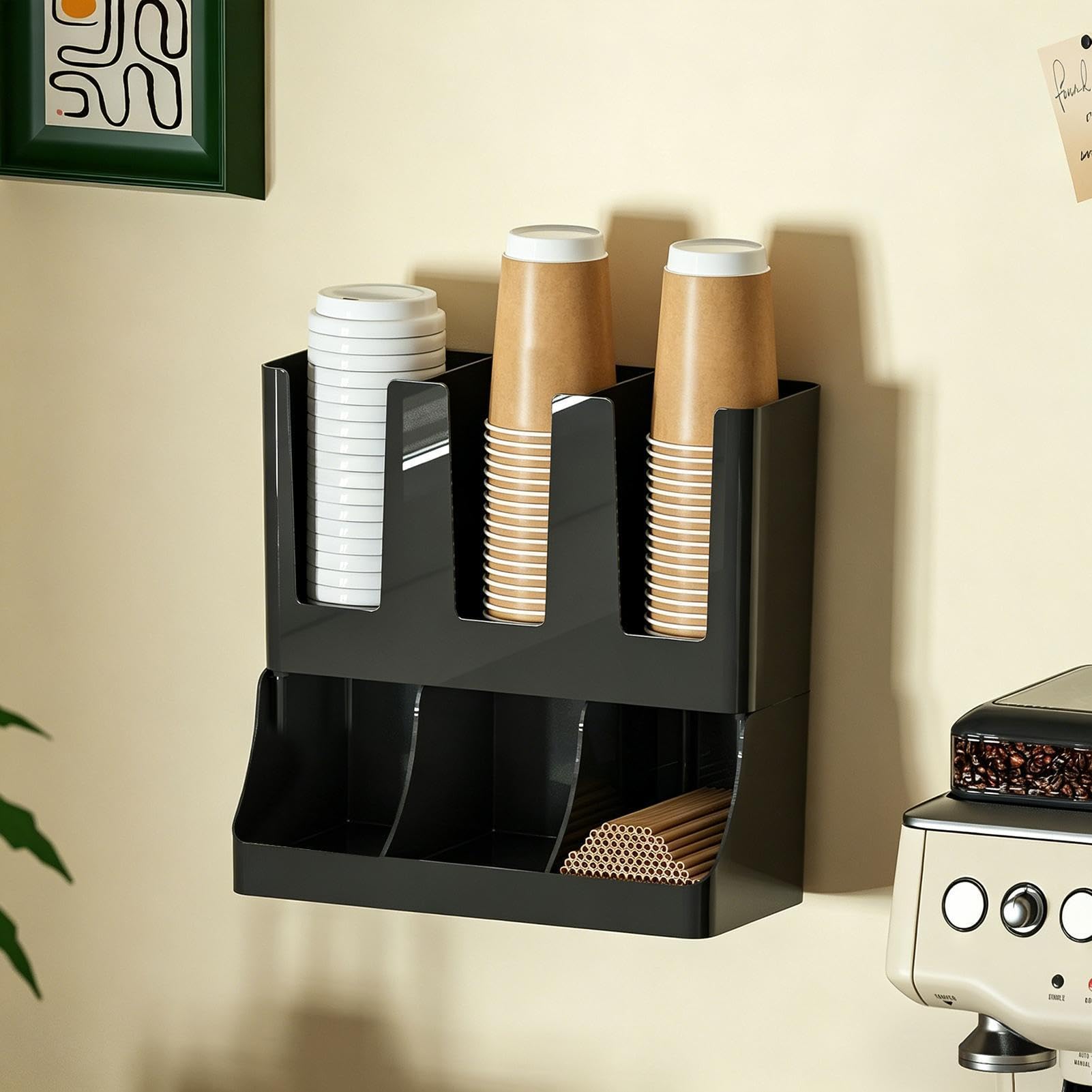 Stazione di caffè | Montaggio a parete di grande capacità, organizer per stazioni del caffè per bancone, per cialde, pacchetti di tè, condimenti, sciroppo, casa, cucina, armadio, dispensa, tavolo da