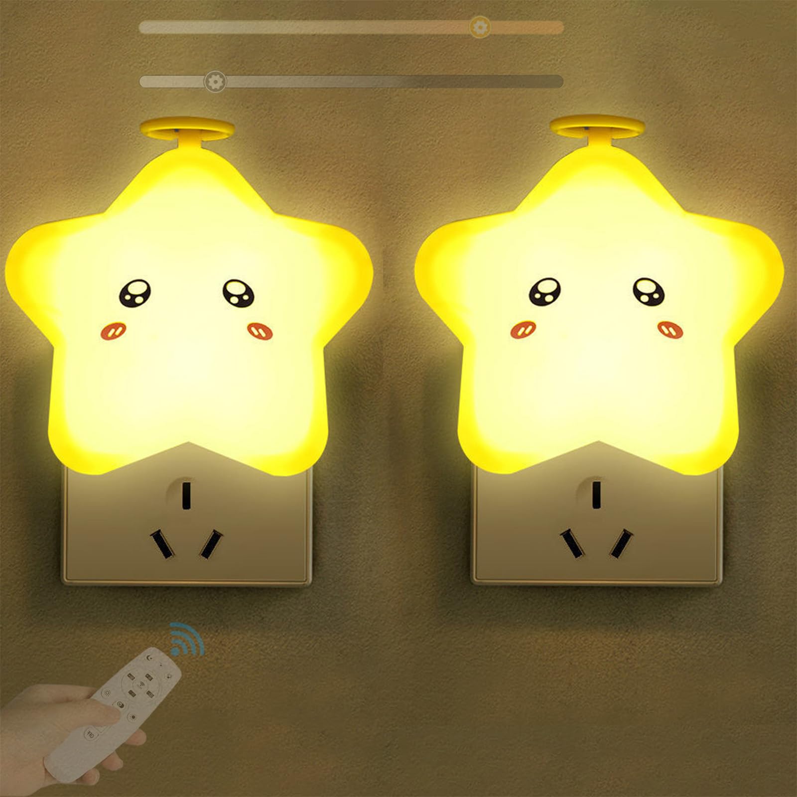 Luz de Noche de Estrellas para Niños Control Remoto Temporizador Lámparas de Pared Regulable Bonito Aplique de Pared Táctil Regalo para Dormitorio de Niñas Luces de Noche para Bebés