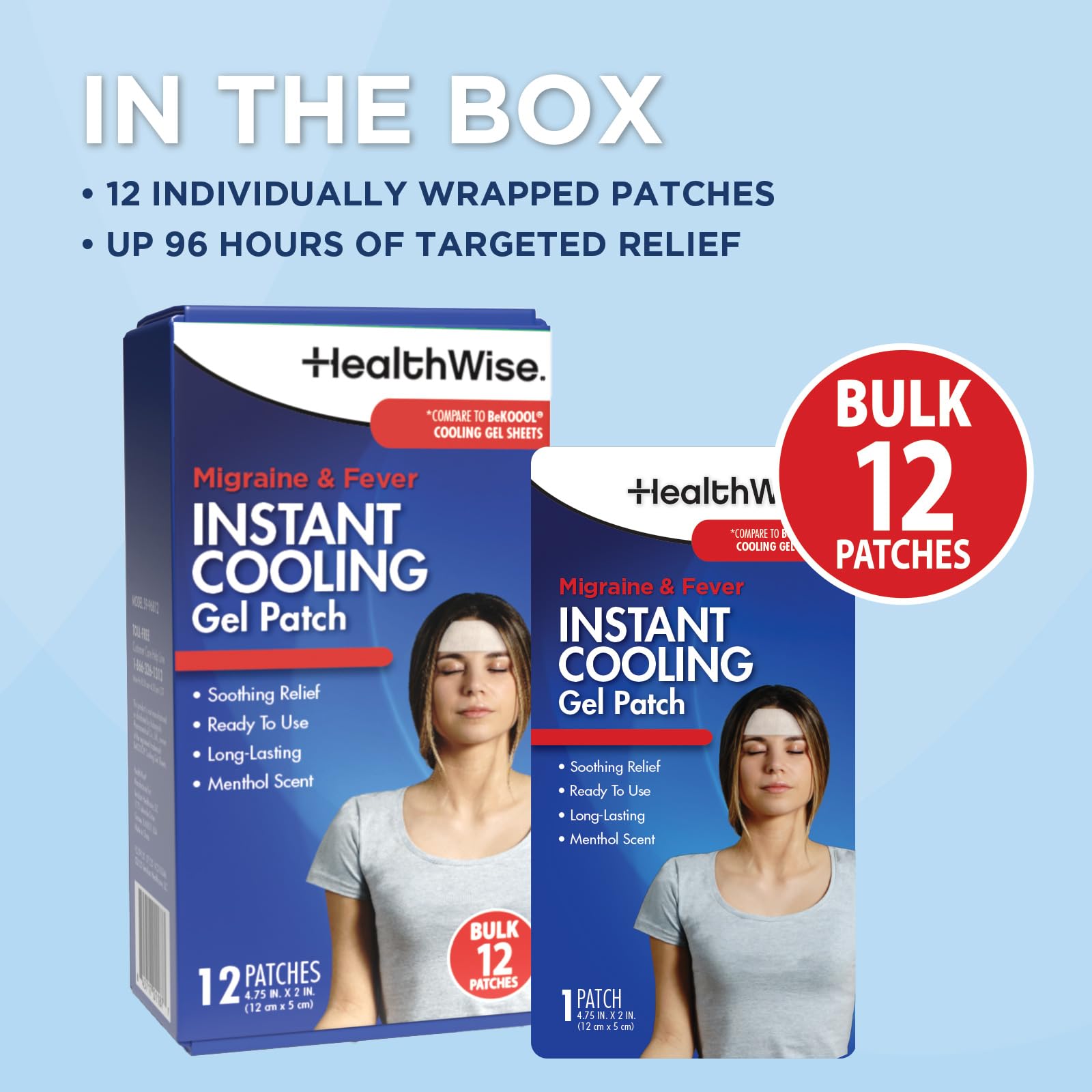 HealthWise Instant Cool Migraine & Fever Gel Patch, 12 Count — Amazon image 10