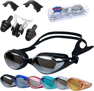 Modell 2026 schwimmbrille mit sehstärke kurzsichtigkeit，Dioptrien: -0 bis -9,0，Ersatz-Nasensteg, Anti-Fog, Anti-Beschlag-UV-Schutz, super Paßform
