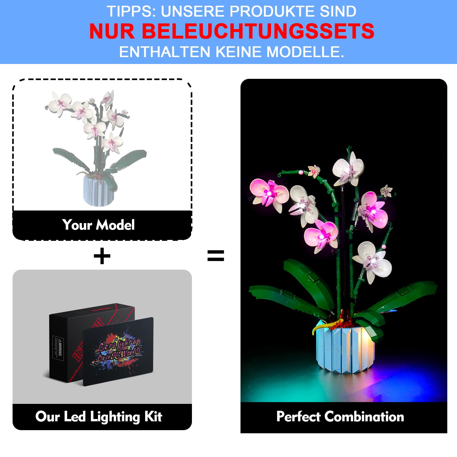 LocoLee Licht Set Kompatibel mit Lego 10311 Orchidee Blumen Botanical Collection, Nur Lichter Set, Licht Beleuchtung Set Compatible with Lego Orchidee (Nicht enthalten Modellset)