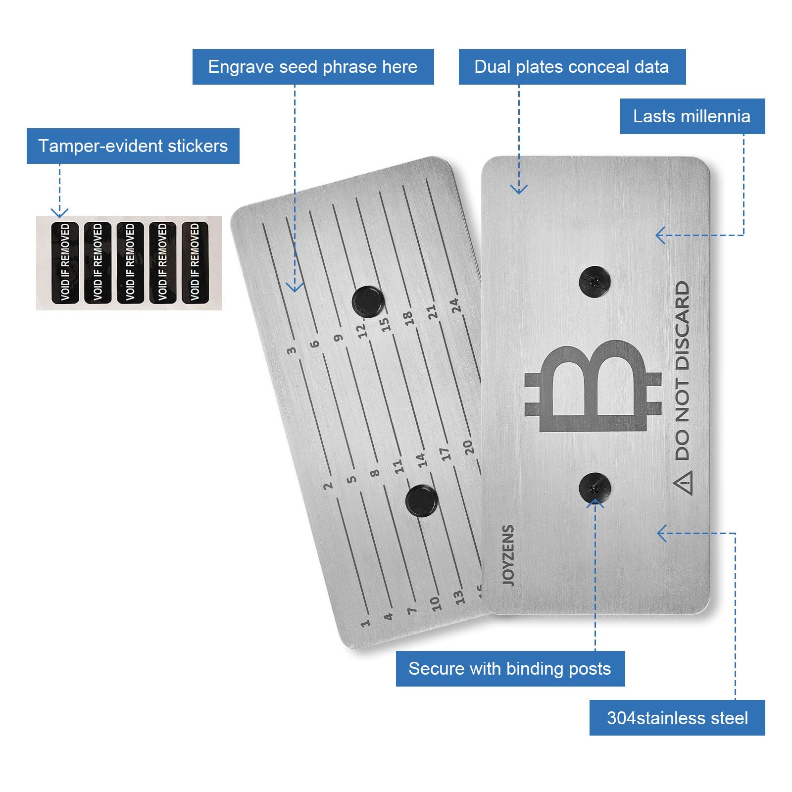 Ledger Nano X Seed Phrase Storage Kit - Metal Backup Plates, Bitcoin Punch  Set