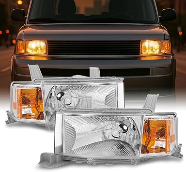 AKKON - For Scion xB Clear Front Headlights Head Lamps Driver Left + Passenger Right Side Replacement Pair Set