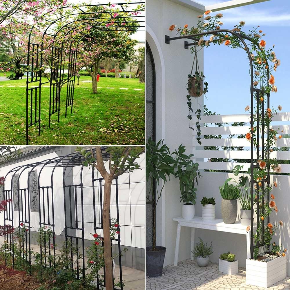 Demi-Arche De Jardin Arceau À Roses Metal 60/90/120/150/180/220/240/260/300cm Large, Support pour Plantes Grimpantes,Arcade À Roses(180cm W x 240cm H)