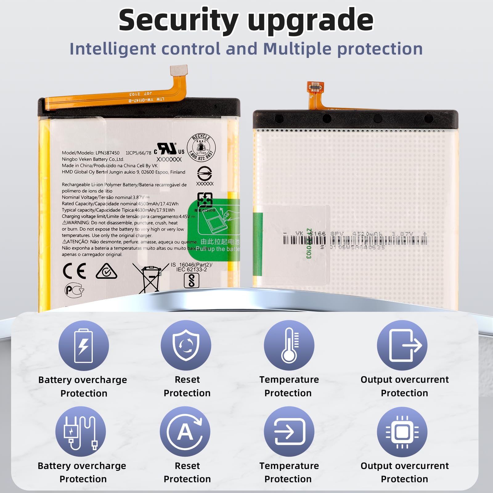 Amazon.com: Vvsialeek NEW LPN387450 Replacement Battery for Nokia