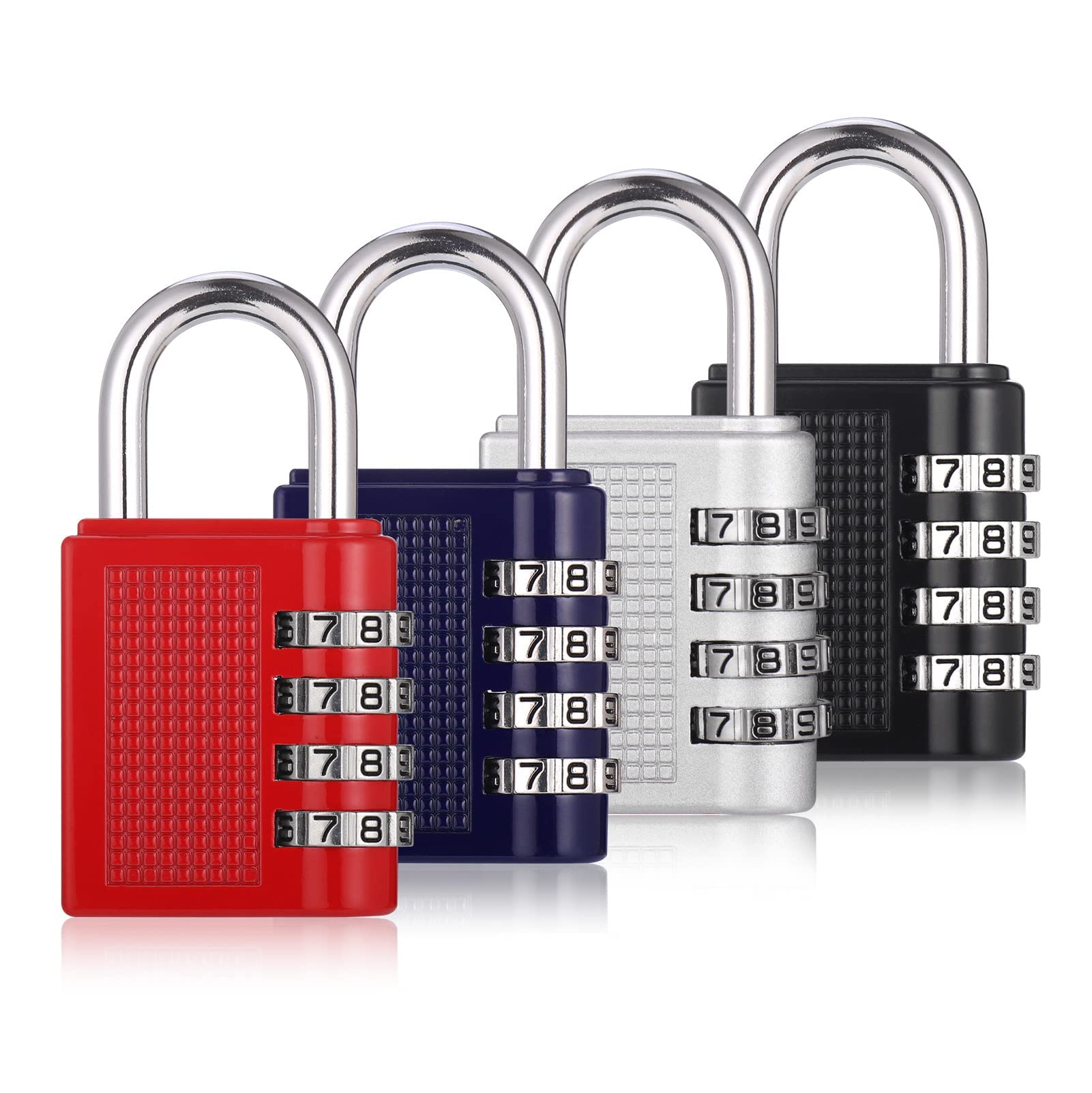 KASTWAVE Combination Padlock, 4 Pcs Heavy Duty Metal Padlock for Gym Locker, Padlocks with Code, Gym Padlock, Locker Padlocks, Waterproof Combination Lock for Locker Outdoor Gate Shed