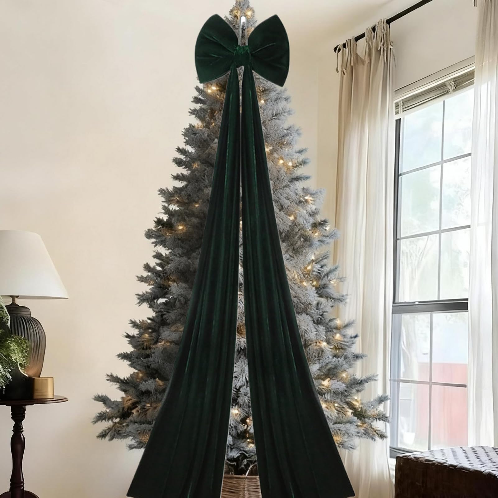 Lazo para Corona de Árbol de Navidad Extra | 2.0 m Decoración Estacional,Lazo De Terciopelo para Árbol Navideño Rústico - para Hogar Pared Chimenea Porche Oficina Fiesta Boda