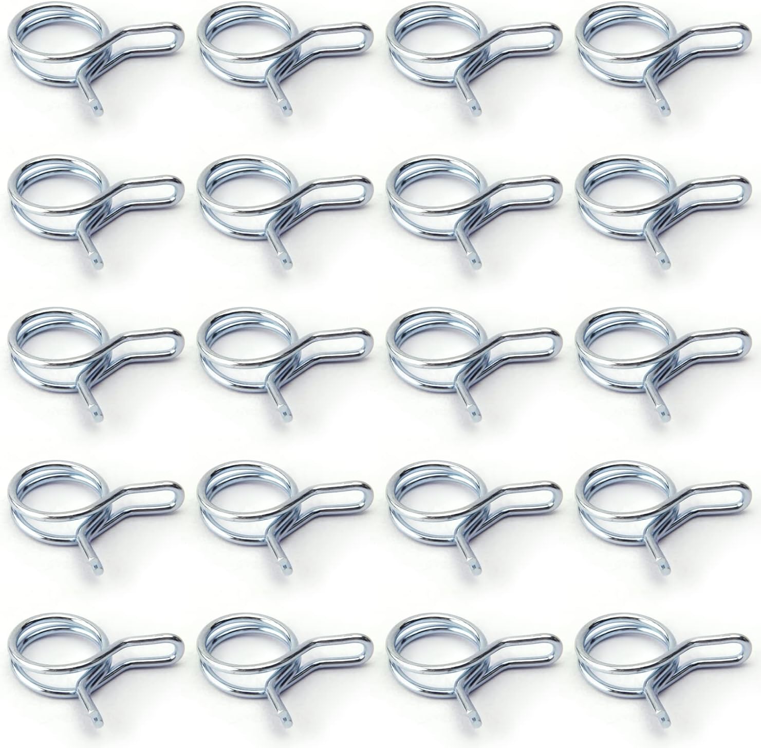 Double Wire Spring Hose Clamp 23mm(ID) Double Wire Fuel Line Silicone Hose Tube Spring Clips Silver Tone 50PCS